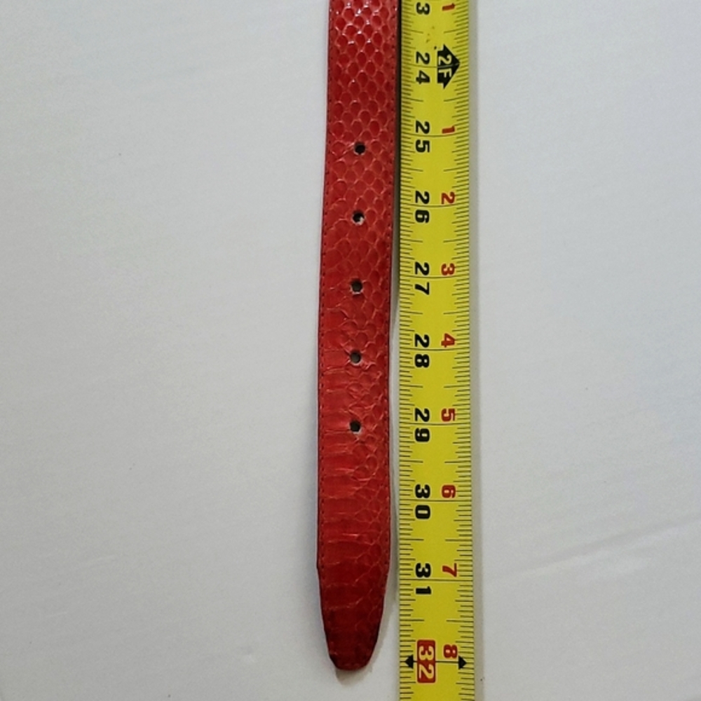 Vintage red leather gold hardware waist belt western art deco boho snake Small - Picture 6 of 6